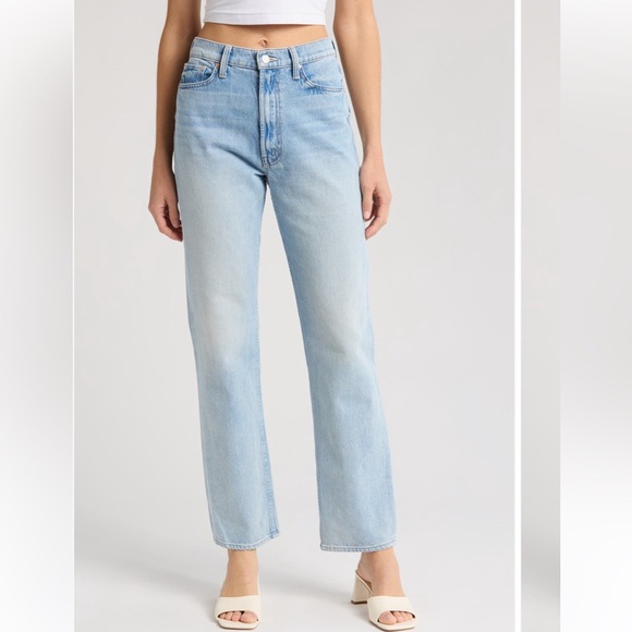 Mother high waist study skimp straight leg jeans